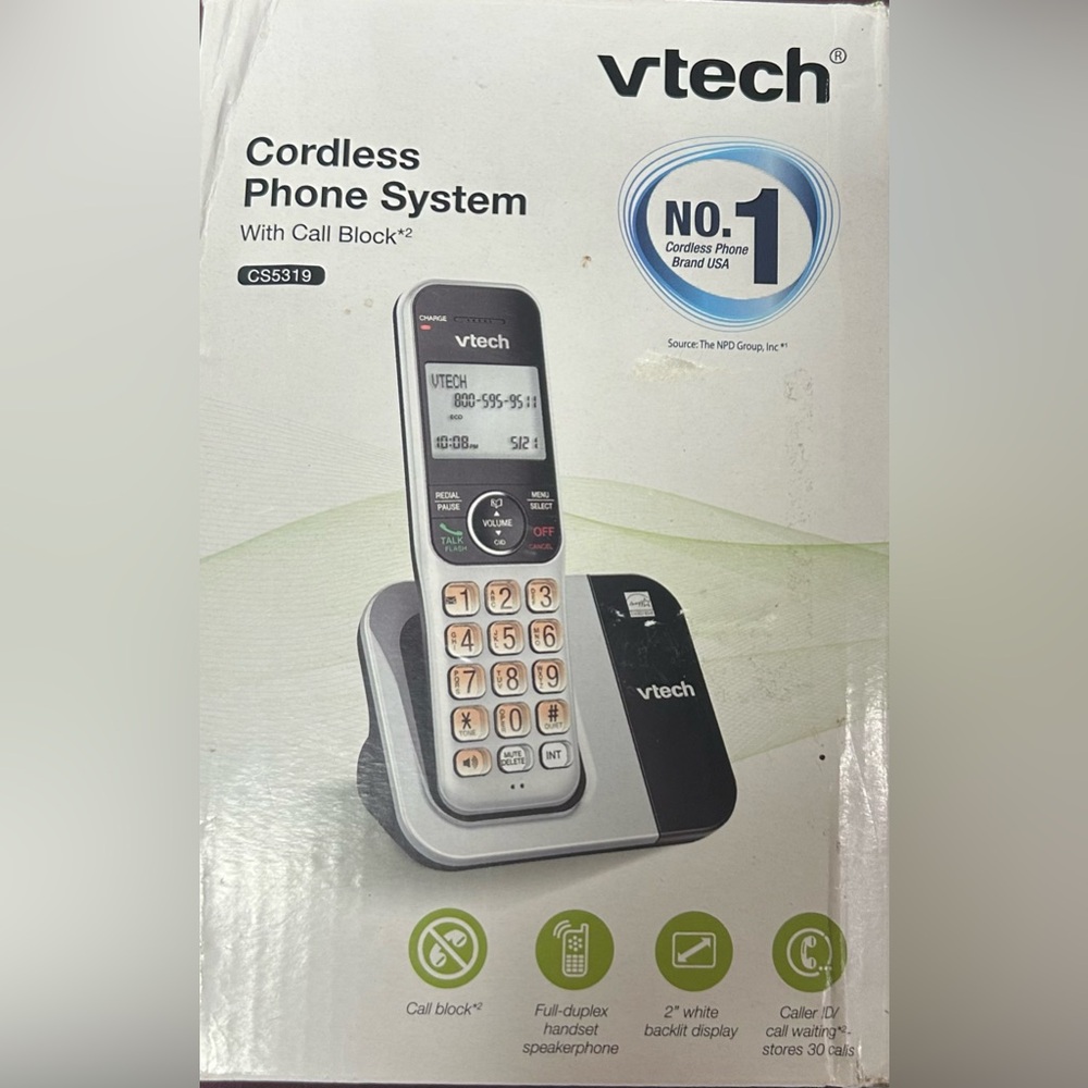 VTech CS6919 DECT 6.0 Expandable Cordless Phone w/Call Block Silver & Black